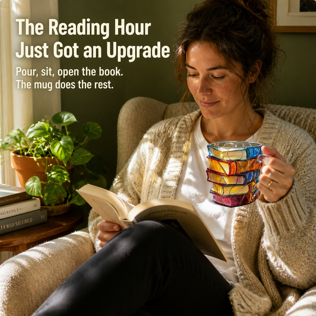 LitMuse — Pour Your Morning Coffee Into a Stained-Glass Stack of Books - Lamylie