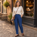 LuxeStride – Easy Pull-On Stretch Jeans with Embroidered Pocket Trim - Lamylie