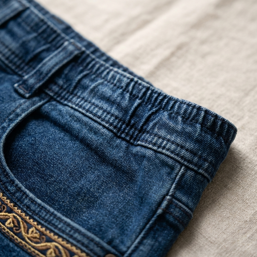 LuxeStride – Easy Pull-On Stretch Jeans with Embroidered Pocket Trim - Lamylie