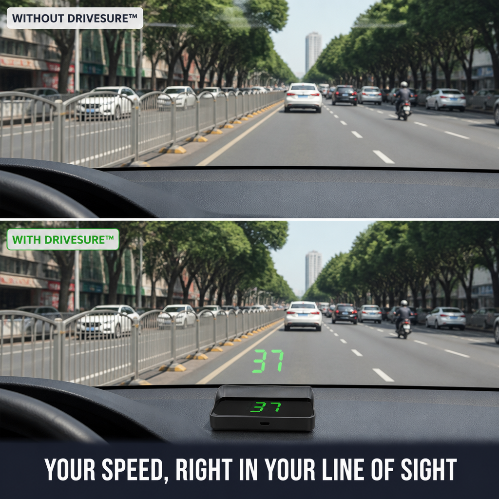 DriveSure GPS HUD — اعرض سرعتك الفعلية بدقة HD على زجاجك الأمامي - Lamylie