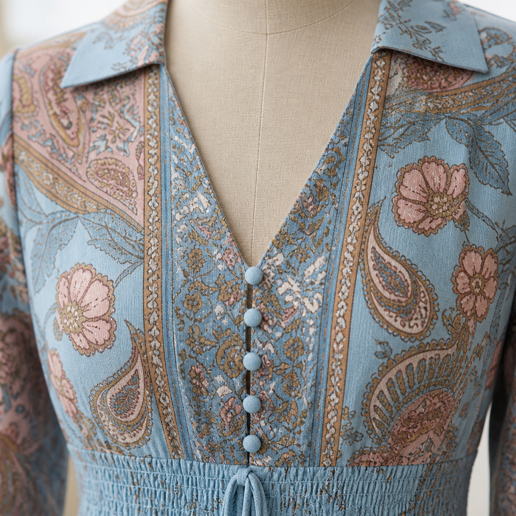 Mirella – Bohemian Paisley V-Neck Maxi Dress with Smocked Waist - Lamylie