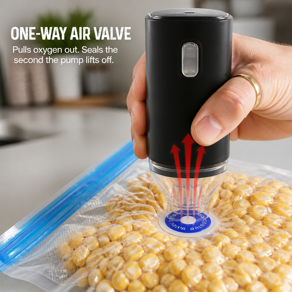 FreshSeal Pro — Gardez la viande et les fruits rouges frais 5 fois plus longtemps avec des sacs sous vide à bouton unique - Lamylie