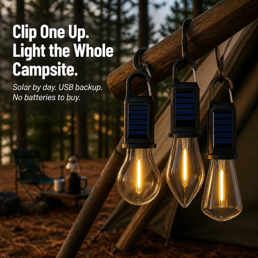 LumaVibe — Clip-On Solar Bulb Lights the Whole Tent All Night, No Batteries Needed - Lamylie