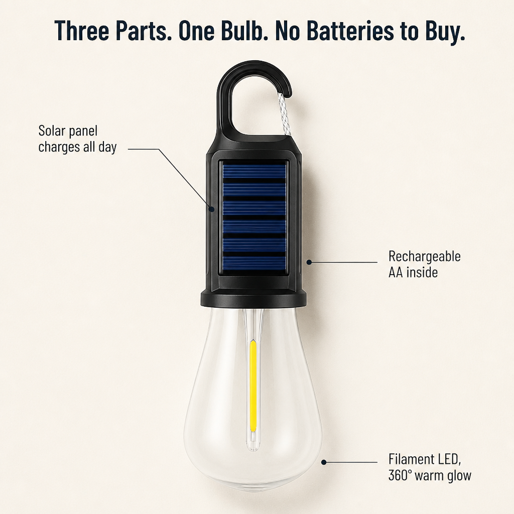 LumaVibe — Clip-On Solar Bulb Lights the Whole Tent All Night, No Batteries Needed - Lamylie