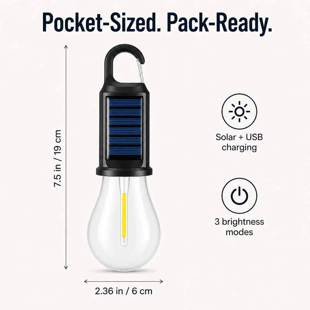 LumaVibe — Clip-On Solar Bulb Lights the Whole Tent All Night, No Batteries Needed - Lamylie