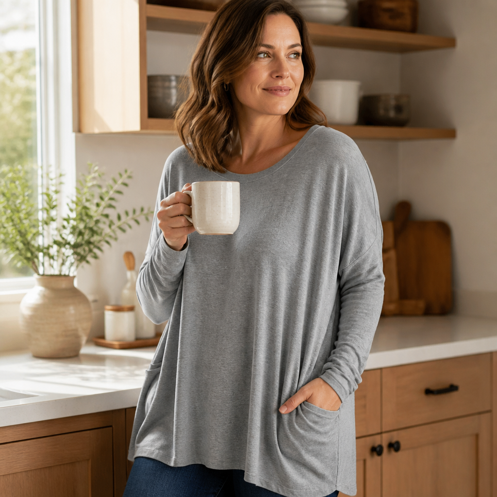 ElevéaComfort – Relaxed Oversized Tunic with Side Pockets - Lamylie