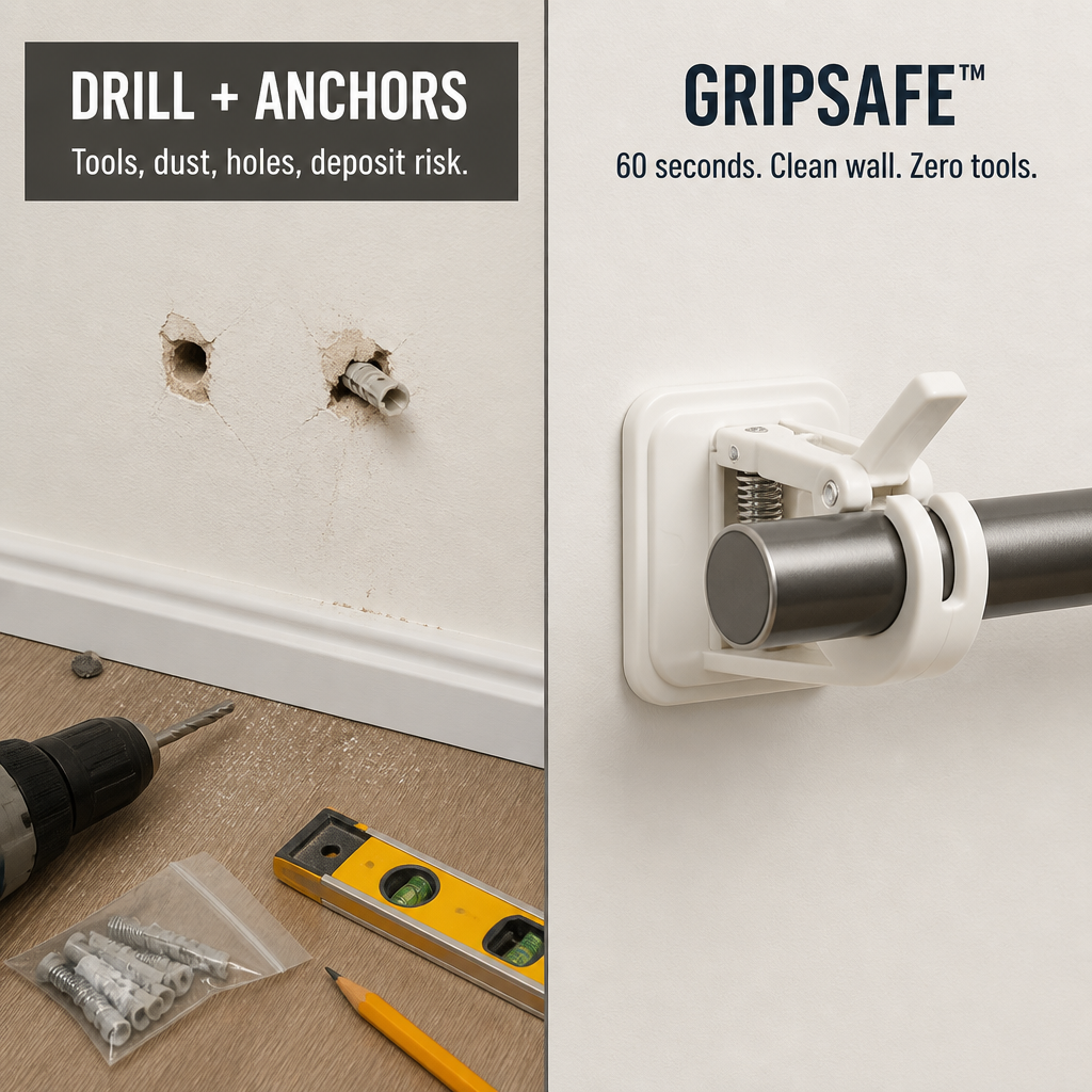 GripSafe — Zavěste garnýž za 60 sekund bez vyvrtání jediného otvoru - Lamylie