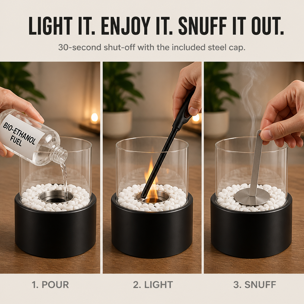 GlideCore — Turn Any Table Into a Cozy Real-Flame Centerpiece in 10 Seconds - Lamylie