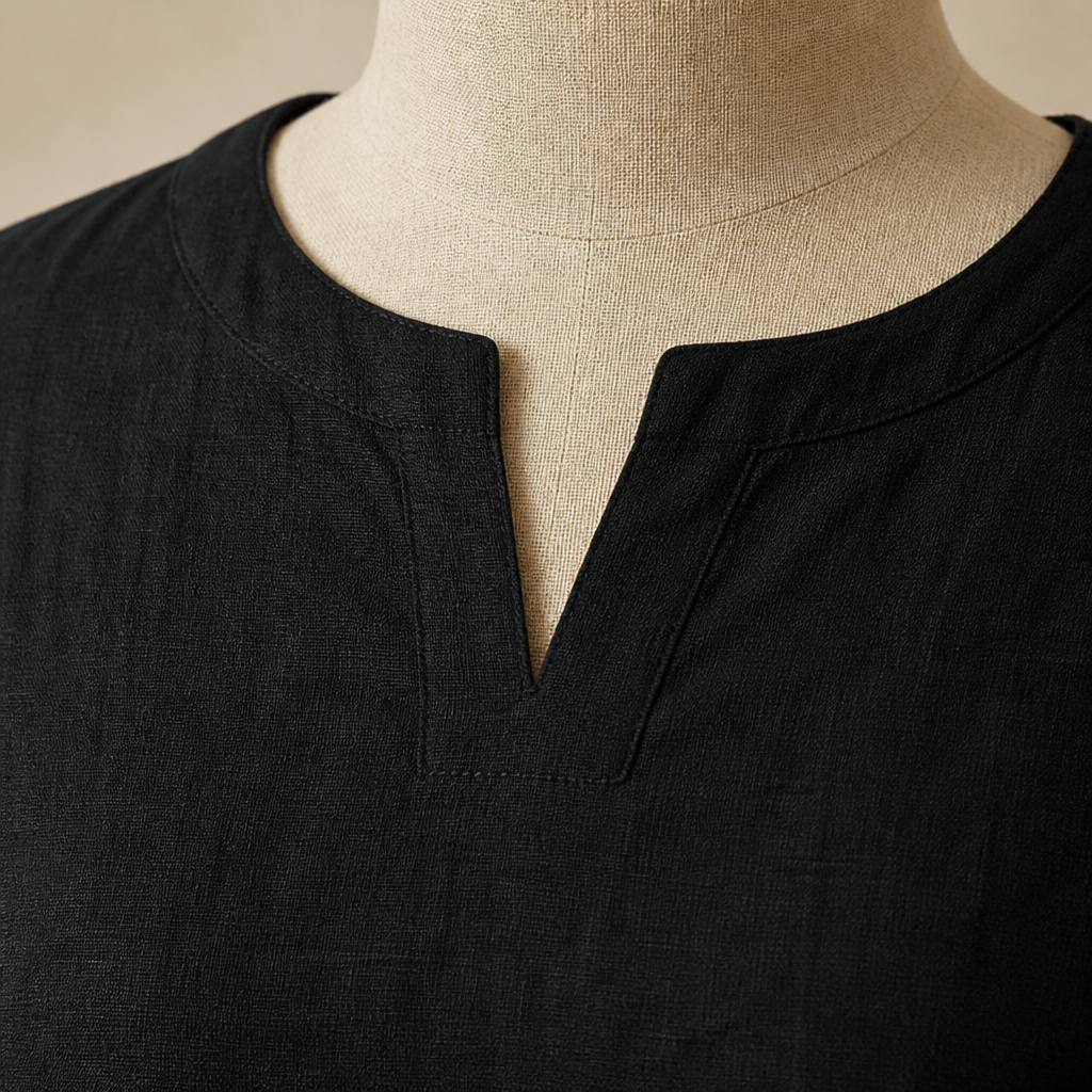 LumoraEase – Relaxed Cotton-Linen V-Neck Two-Piece Set - Lamylie