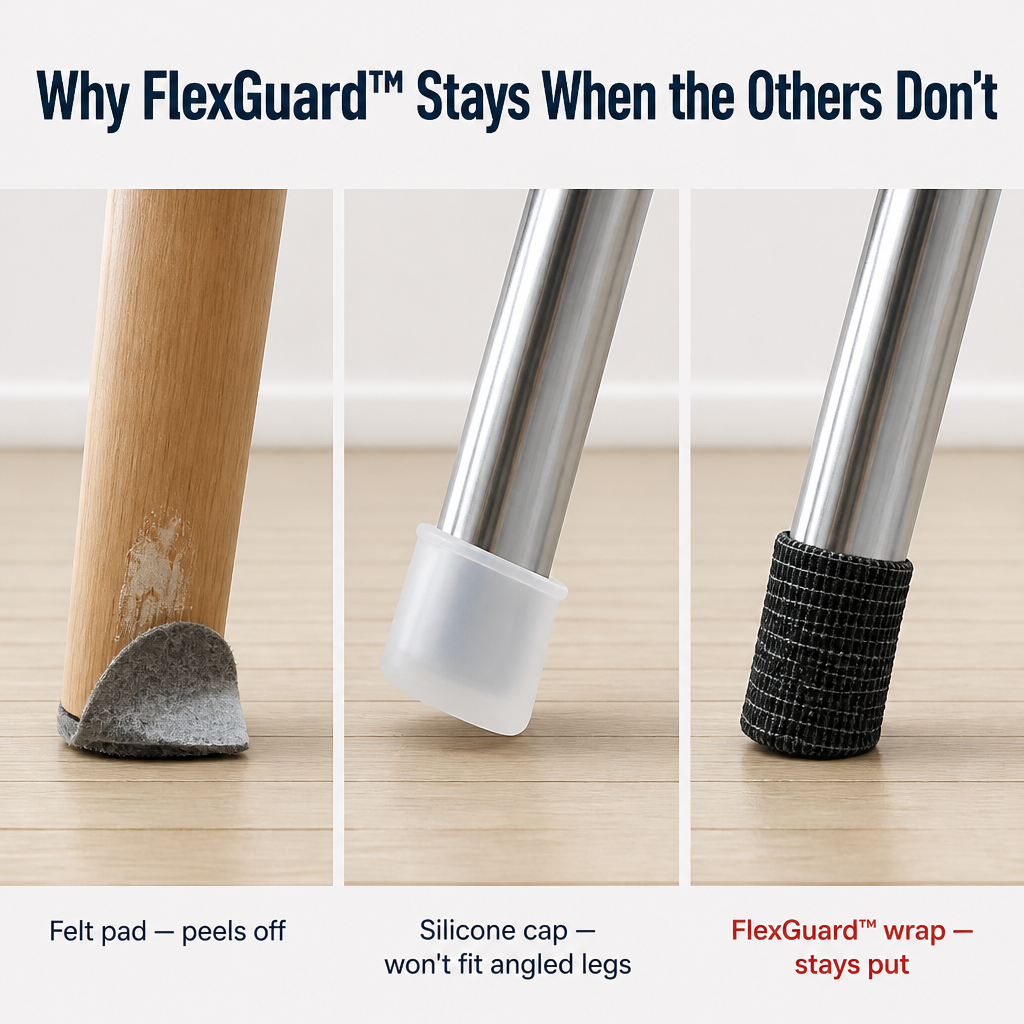 FlexGuard — أوقف صرير أرجل الكراسي وتخلّص من خدوش الأرضيات خلال 60 ثانية | غلاف يُقص حسب المقاس - Lamylie