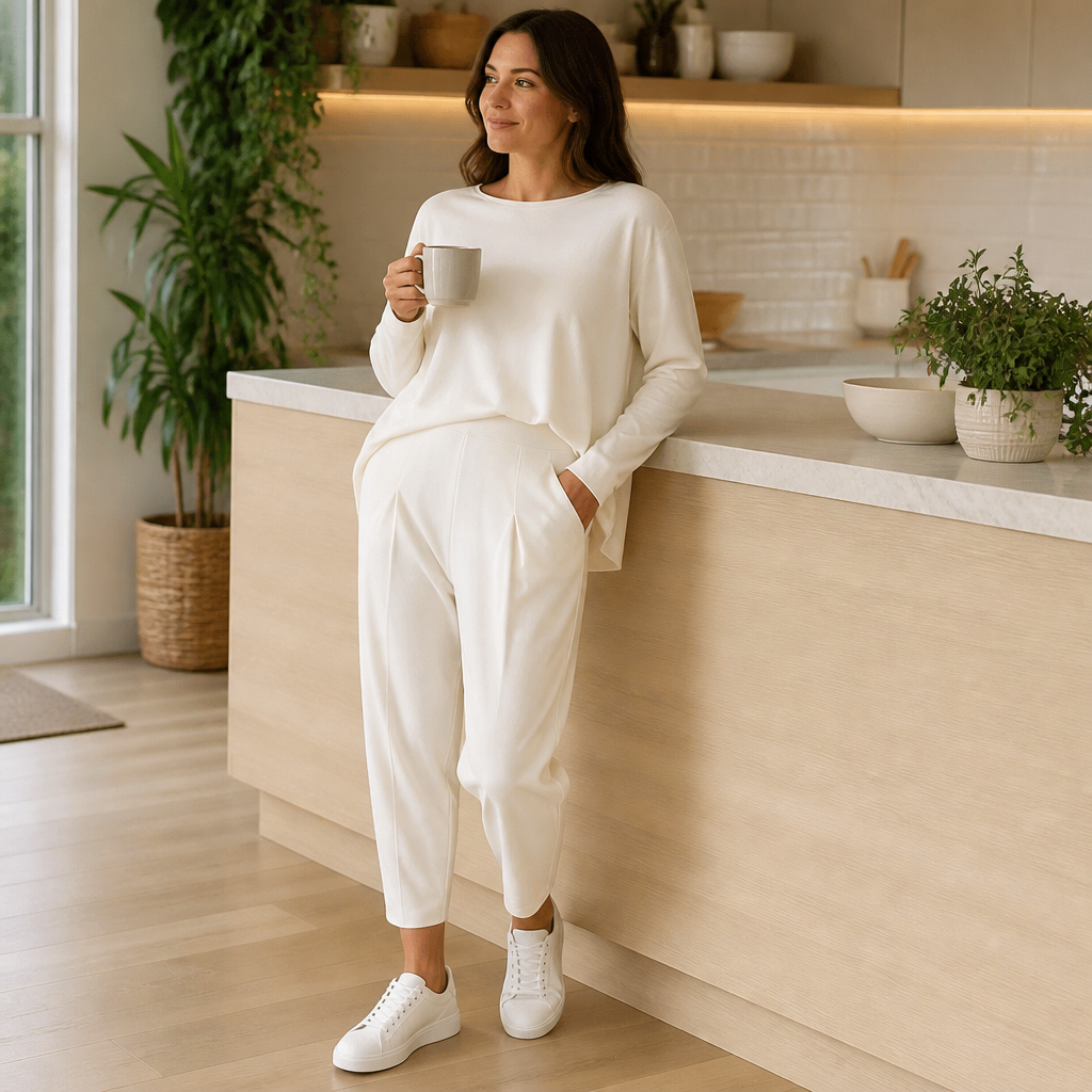 Mirelle – Relaxed Boat-Neck Two-Piece Set with Tapered Pleated Pants - Lamylie