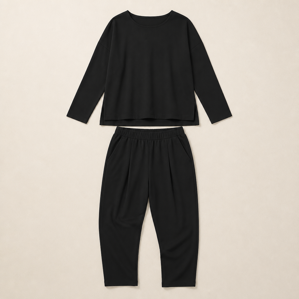 Mirelle – Relaxed Boat-Neck Two-Piece Set with Tapered Pleated Pants - Lamylie