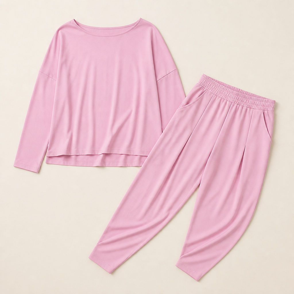 Mirelle – Relaxed Boat-Neck Two-Piece Set with Tapered Pleated Pants - Lamylie