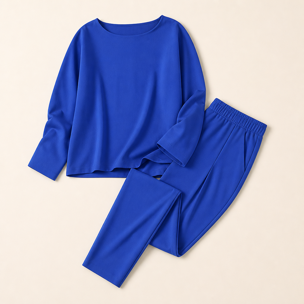 Mirelle – Relaxed Boat-Neck Two-Piece Set with Tapered Pleated Pants - Lamylie