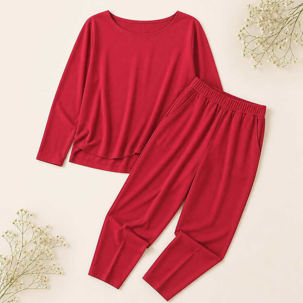Mirelle – Relaxed Boat-Neck Two-Piece Set with Tapered Pleated Pants - Lamylie