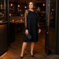 LumaraMist – Elegant Mesh Sleeve A-Line Tunic Dress - Lamylie