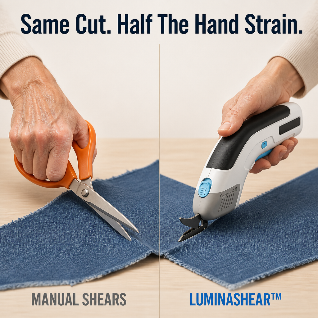 LuminaShear — Projděte látkou, kůží a kartonem bez únavy rukou – Lamylie