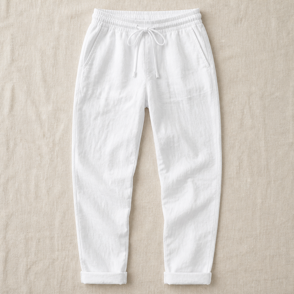 LuxeraSilk – Relaxed Cotton-Linen Drawstring Pants with Elastic Waist - Lamylie