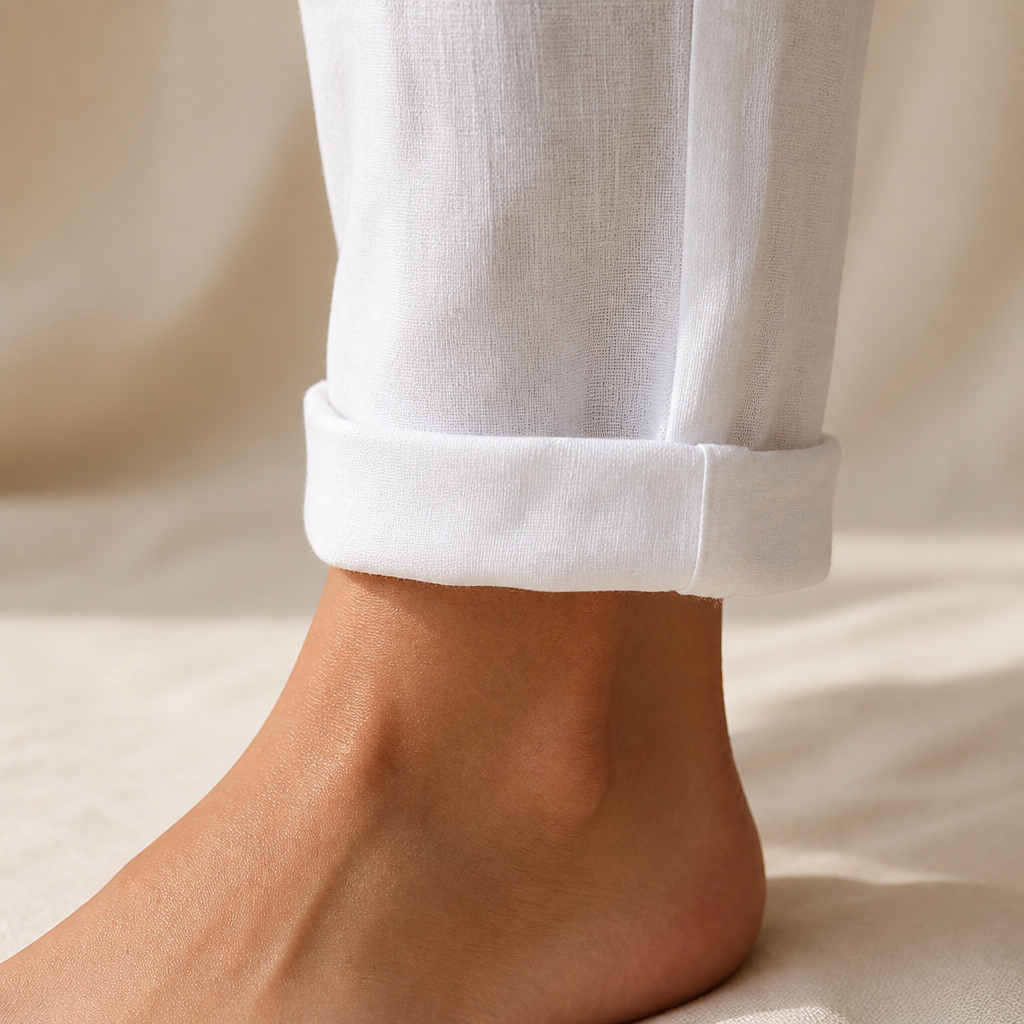 LuxeraSilk – Relaxed Cotton-Linen Drawstring Pants with Elastic Waist - Lamylie