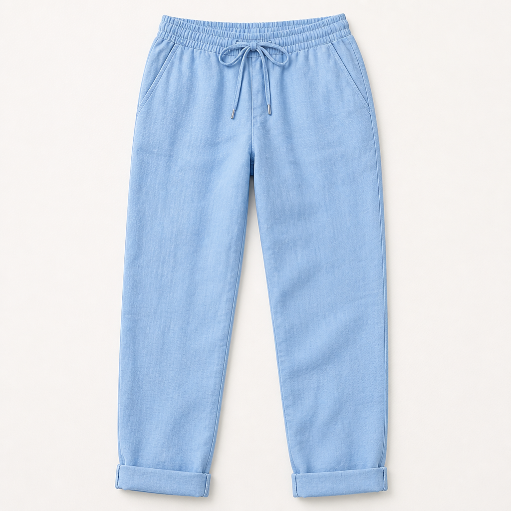 LuxeraSilk – Relaxed Cotton-Linen Drawstring Pants with Elastic Waist - Lamylie