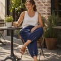 LunaEase – Soft Cotton-Linen Cropped Pants with Button-Cuff Hem - Lamylie