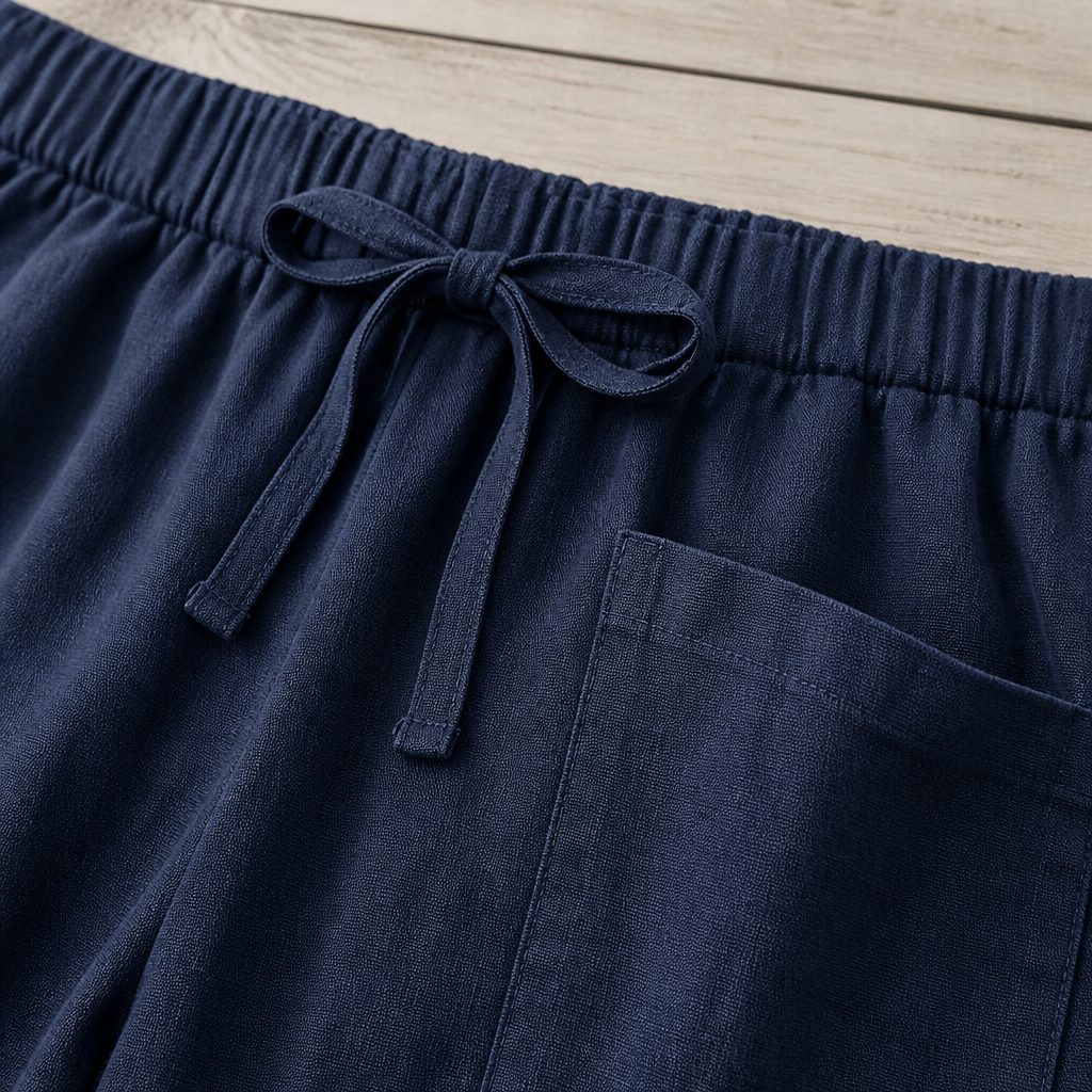 LunaEase – Soft Cotton-Linen Cropped Pants with Button-Cuff Hem - Lamylie