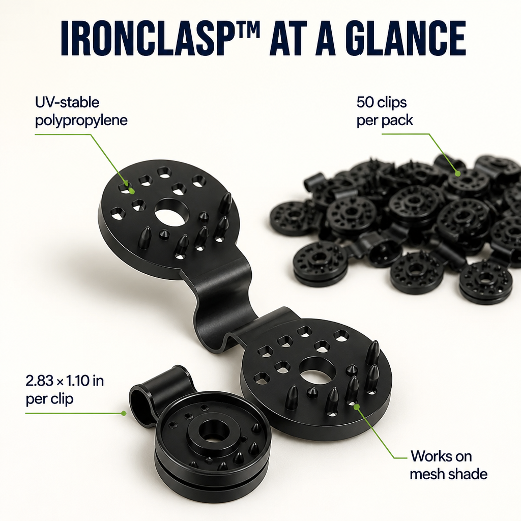 IronClasp — ثبّت شبكة تظليل حديقتك بإحكام في أي رياح | عبوة من 50 قطعة - Lamylie