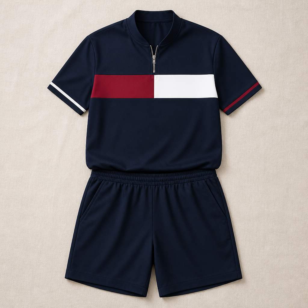 Marsten – Ensemble chemise à col zippé et short ajusté pour homme - Lamylie