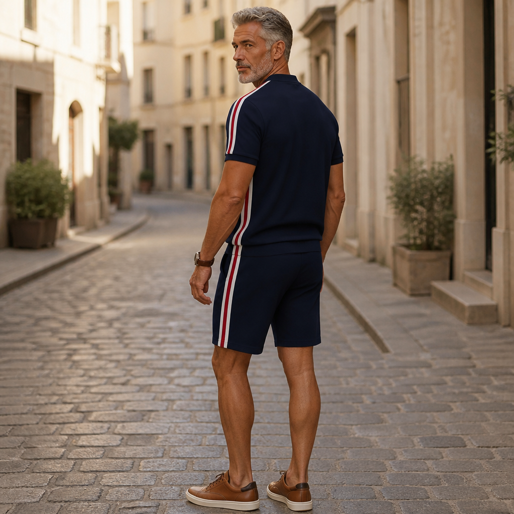 Marsten – Ensemble chemise à col zippé et short ajusté pour homme - Lamylie