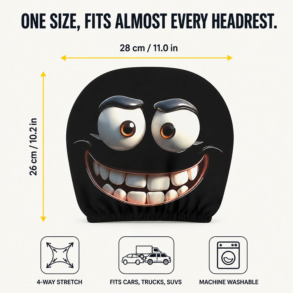 HappyCaps — Slip Cartoon Faces Onto Your Headrests and Make Strangers Stare - Lamylie