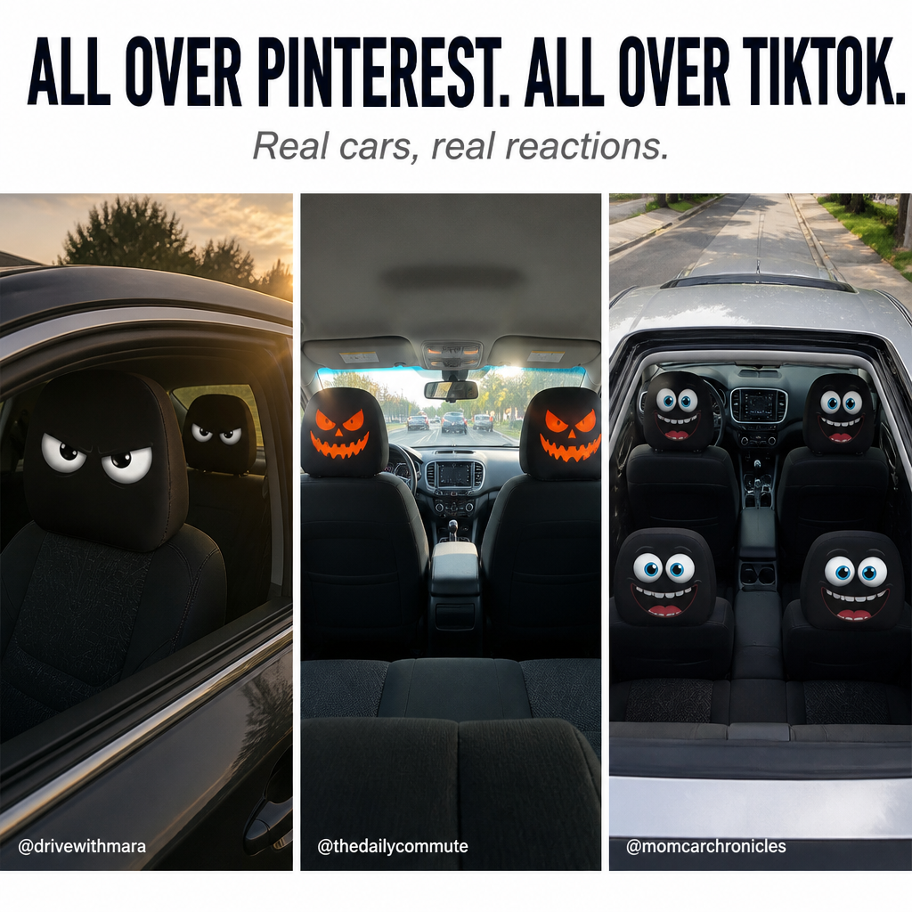 HappyCaps — Slip Cartoon Faces Onto Your Headrests and Make Strangers Stare - Lamylie