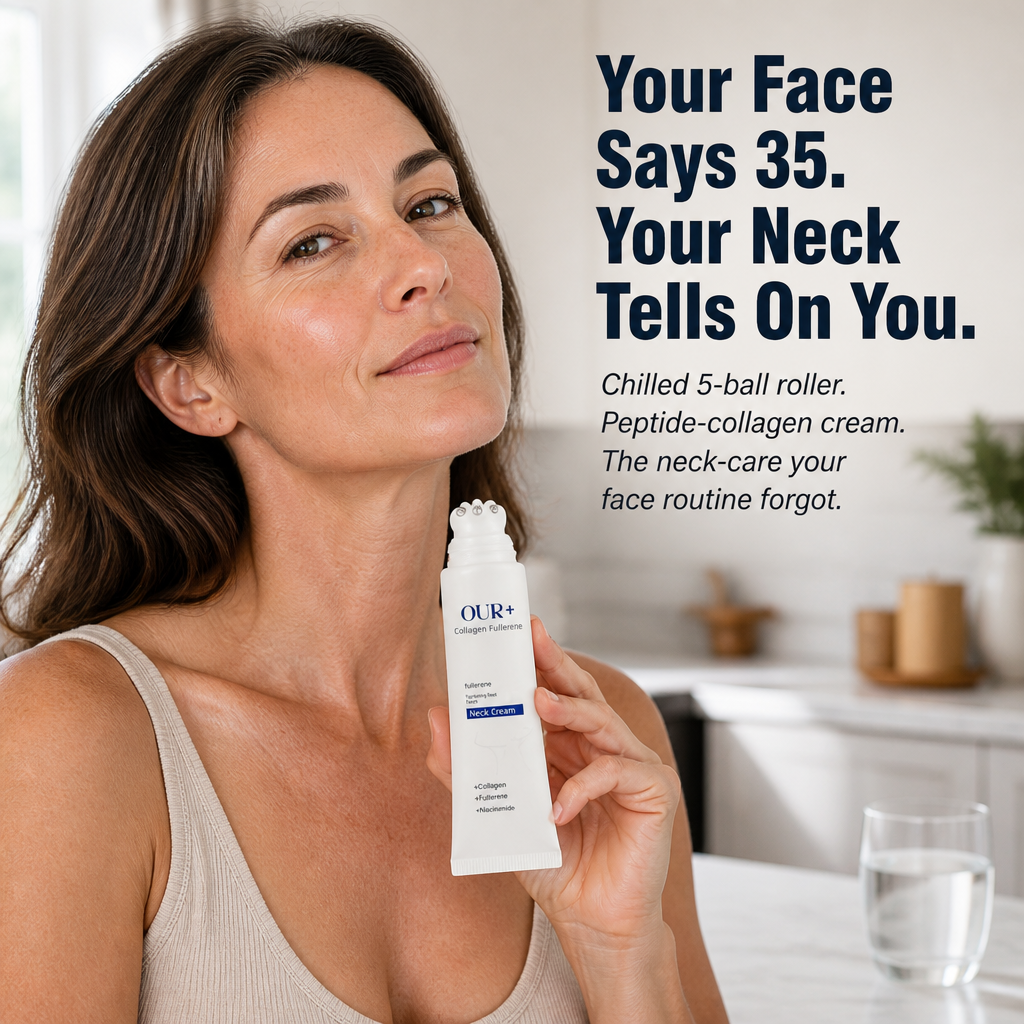 NeckLift Radiance – Tech-Nacken einfach wegrollen mit gekühlter Peptidcreme und 5-Rollen-Applikator – Lamylie