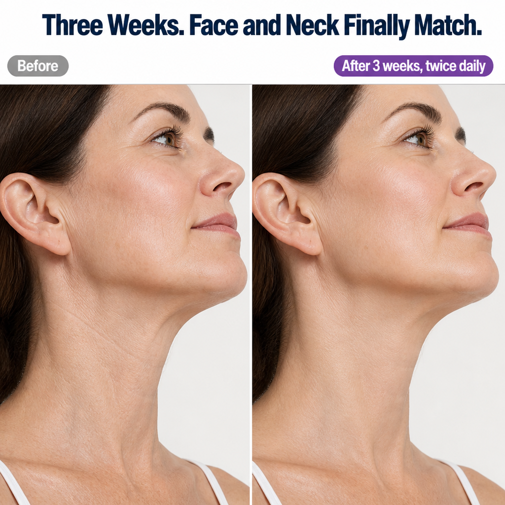 NeckLift Radiance – Tech-Nacken einfach wegrollen mit gekühlter Peptidcreme und 5-Rollen-Applikator – Lamylie