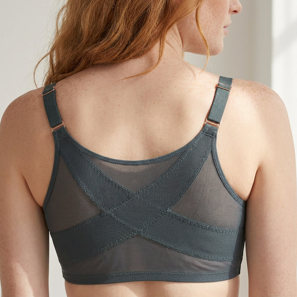 LunaEase – Sheer Mesh Front Closure Bra with X-Back Support - Lamylie