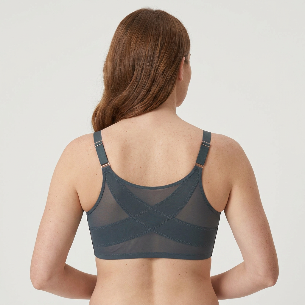 LunaEase – Sheer Mesh Front Closure Bra with X-Back Support - Lamylie