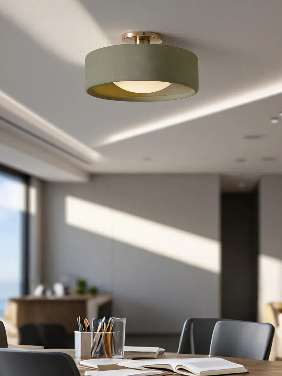Porcelain Ceiling Lamp with Sleek Mounting | Modern Low Profile Lamp Ceramic Surface Lighting - Lamylie