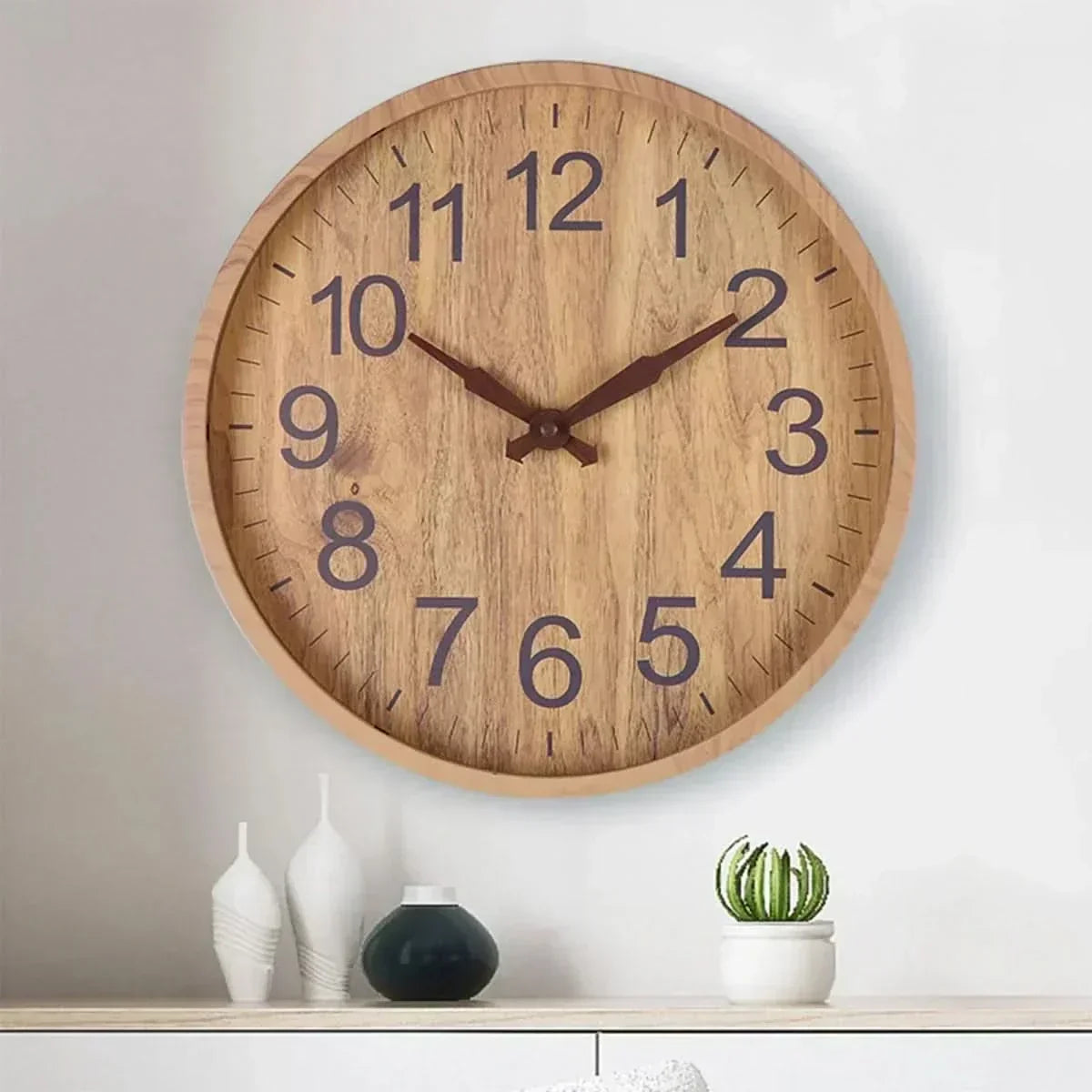 Natürliche Charme-Wanduhr aus Holz – Leises Design – Lamylie