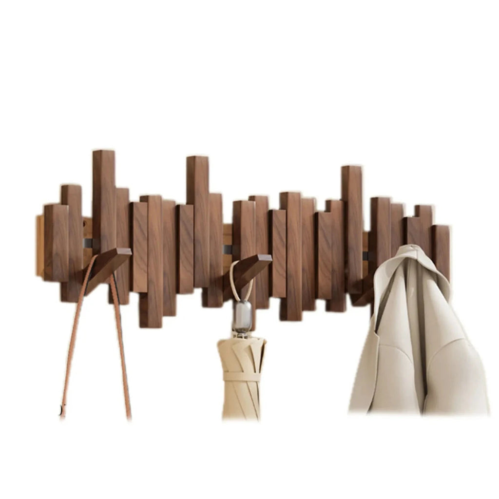 Wall Coat Rack Piano | Solid Walnut or Beech | Foldable Hooks for Hall and Bedroom - Lamylie