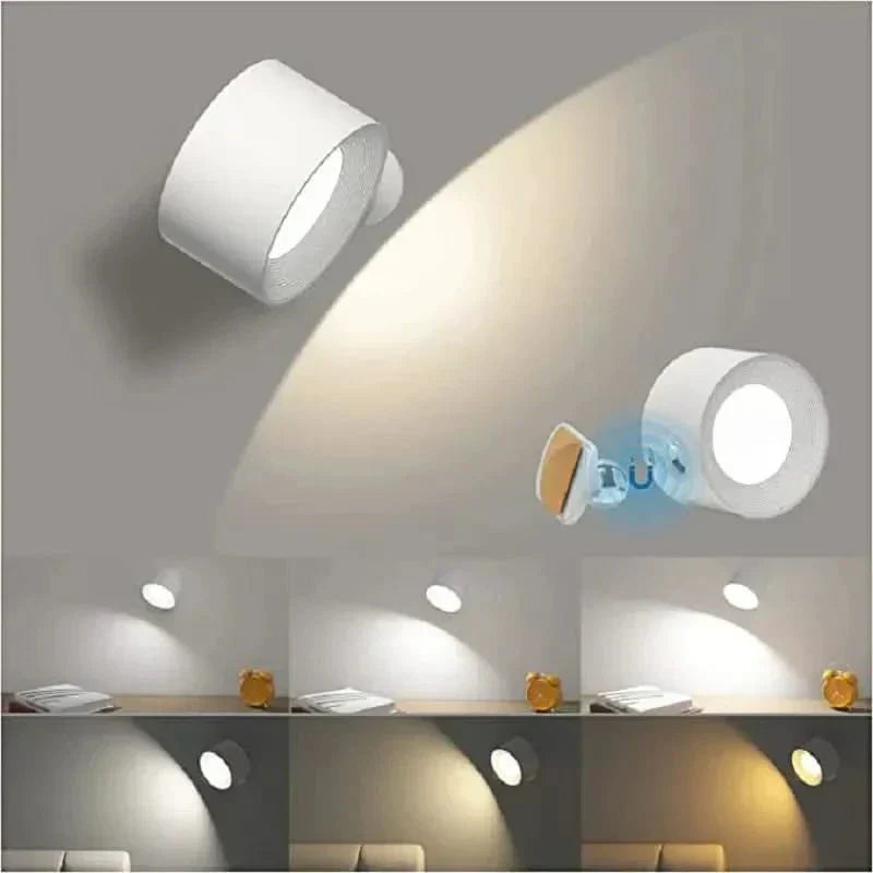 Wireless Wall Lamp with 360-Degree Rotation, USB Rechargeable, 3 Brightness Settings - Lamylie