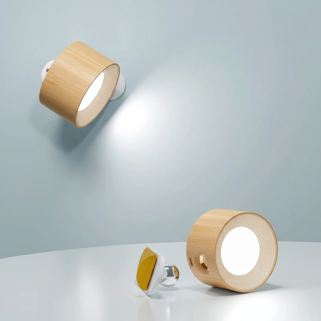 Wireless Rechargeable & Dimmable Wall Lamp with 360° Rotation | Compact Touch-Control Night Light - Lamylie