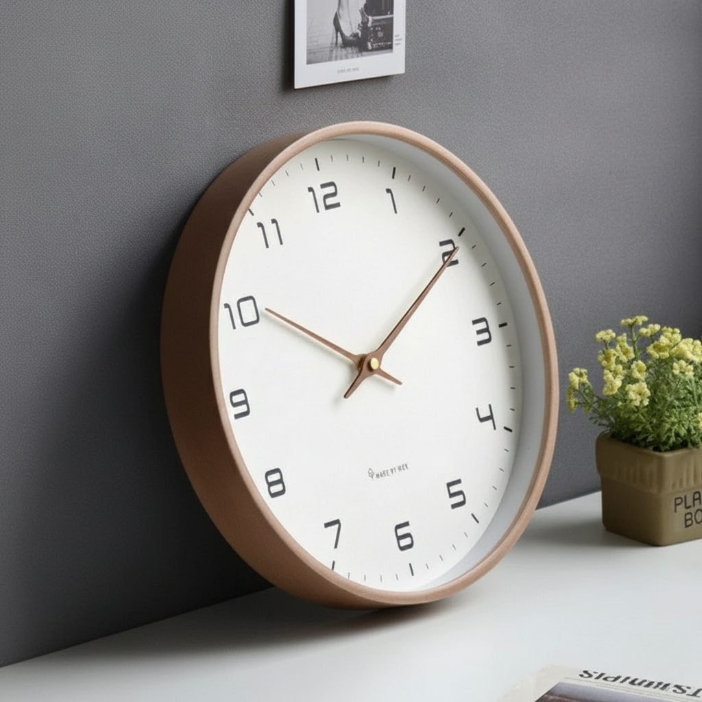 Horloge murale scandinave en bois | Mouvement silencieux · Horloge minimaliste · Touches naturelles pour le salon, la chambre ou le bureau · Lecture de l’heure élégante · Design épuré – Lamylie