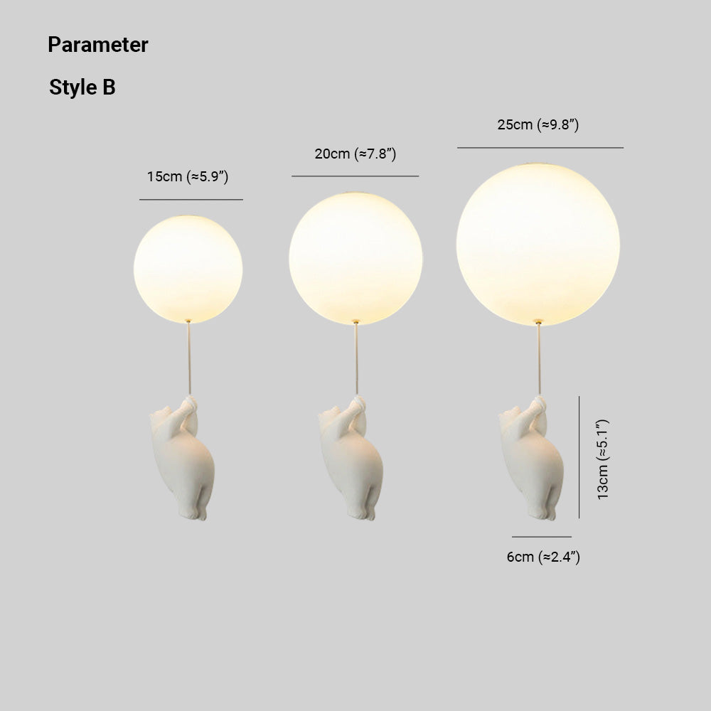 Lampe de plafond LED ballon CosmoNest — Motif d’ours suspendu, accents de ballons éclatants