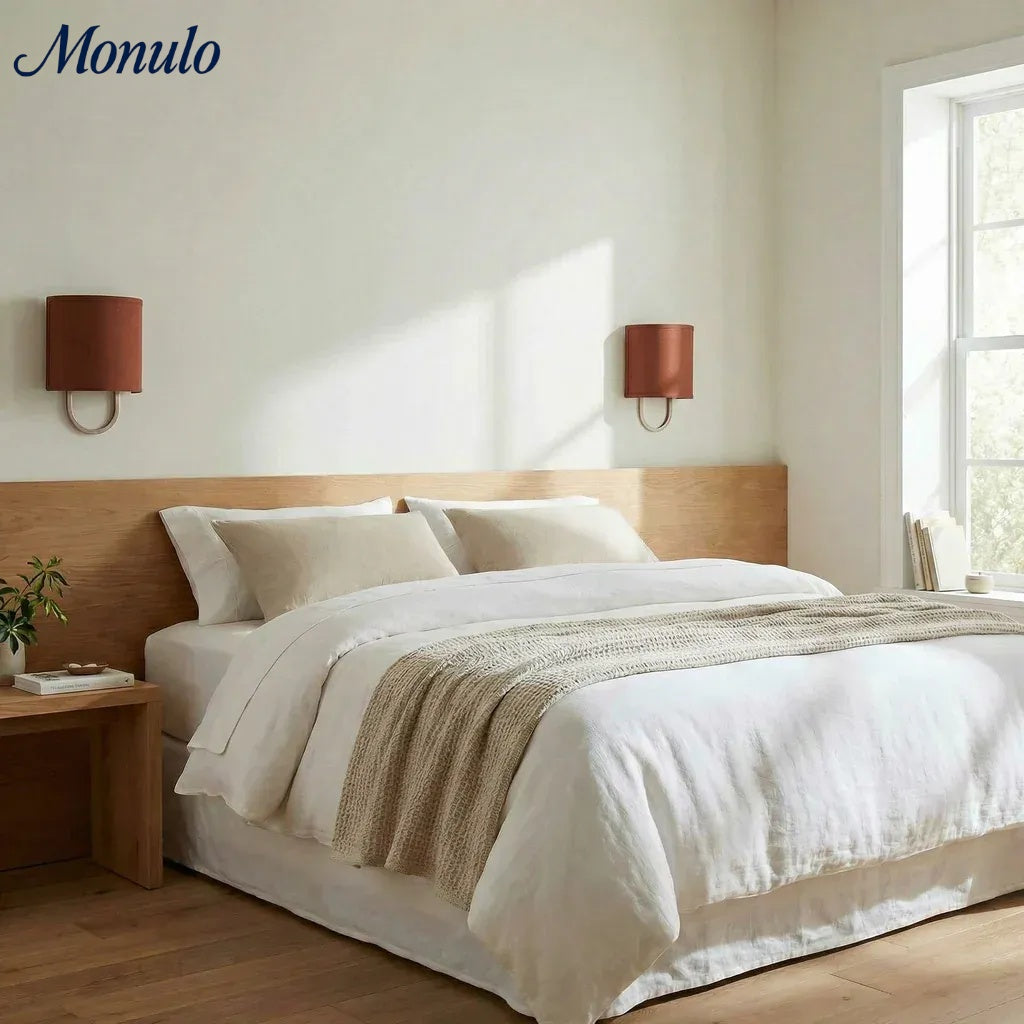 Wall Lamp Fabric Shade | Modern Bedroom Wall Lighting for Cozy Ambiance - Lamylie