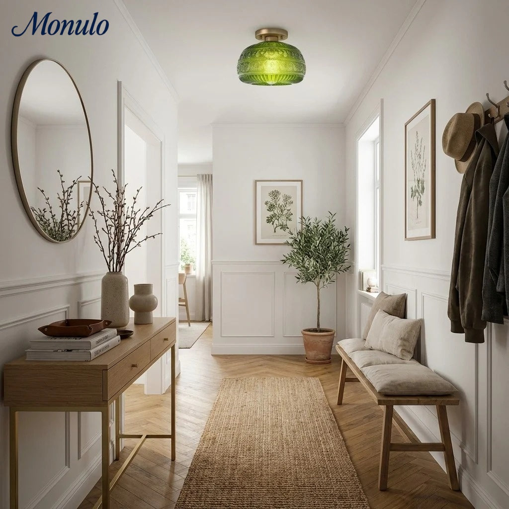 Glass Globe Ceiling Lamp Textured Glass Semi-Flush Lighting for Any Room - Lamylie