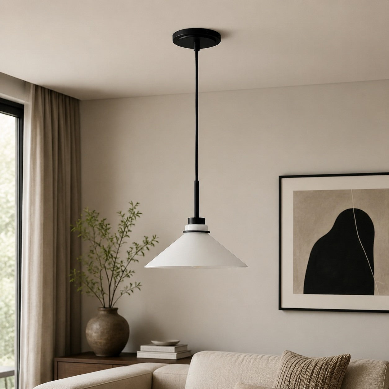Cone-Shaped Pendant Lamp in Country Style - Dimmable - For Kitchen and Hall - Scandinavian Inspired - Modern Farmhouse Lighting - Lamylie