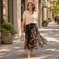 LuxuryLynx – Set aus weichem Strickoberteil und fließendem Maxirock mit Leopardenmuster – Lamylie