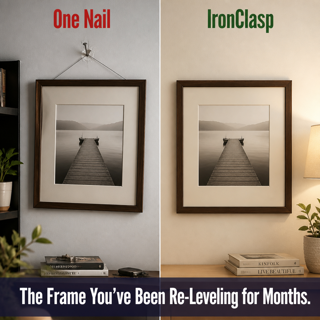 IronClasp — علّق الإطارات والمرايا الثقيلة بمحاذاة السطح دون انزلاق أو ميلان - Lamylie