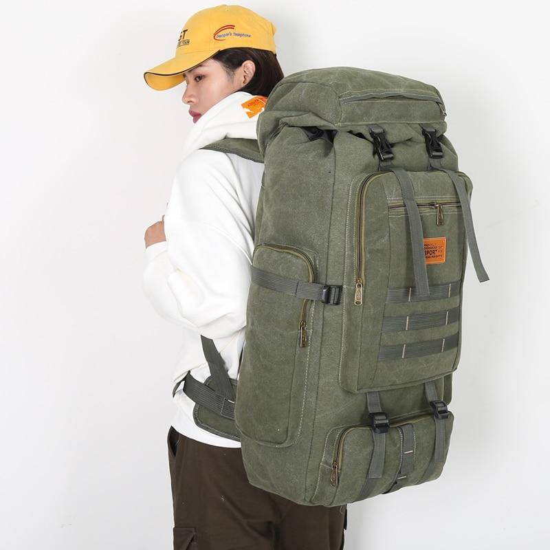 Military-Style 80L Backpack for Hiking and Outdoor Adventures - Lamylie
