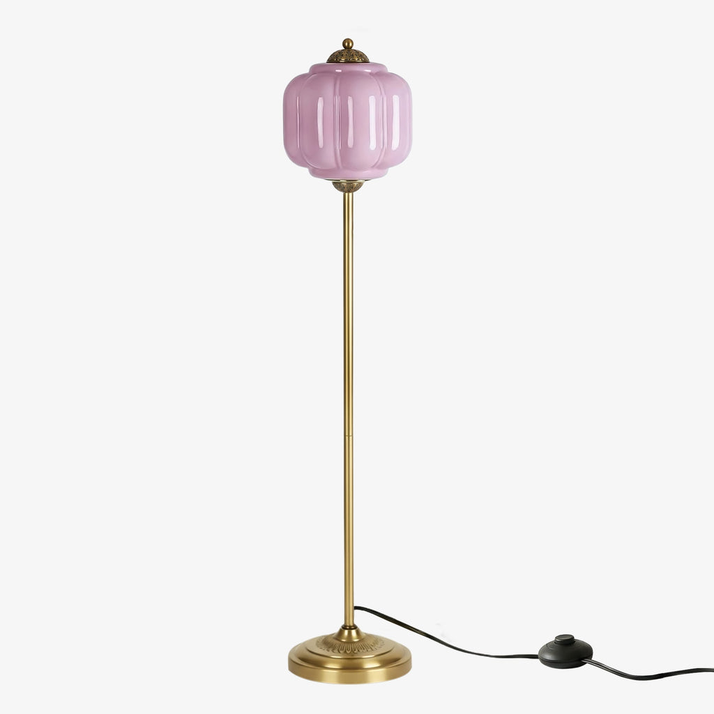 Decorative Glass Pumpkin Floor Lamp Retro Organic Style Living Room Standing Lamp - Lamylie