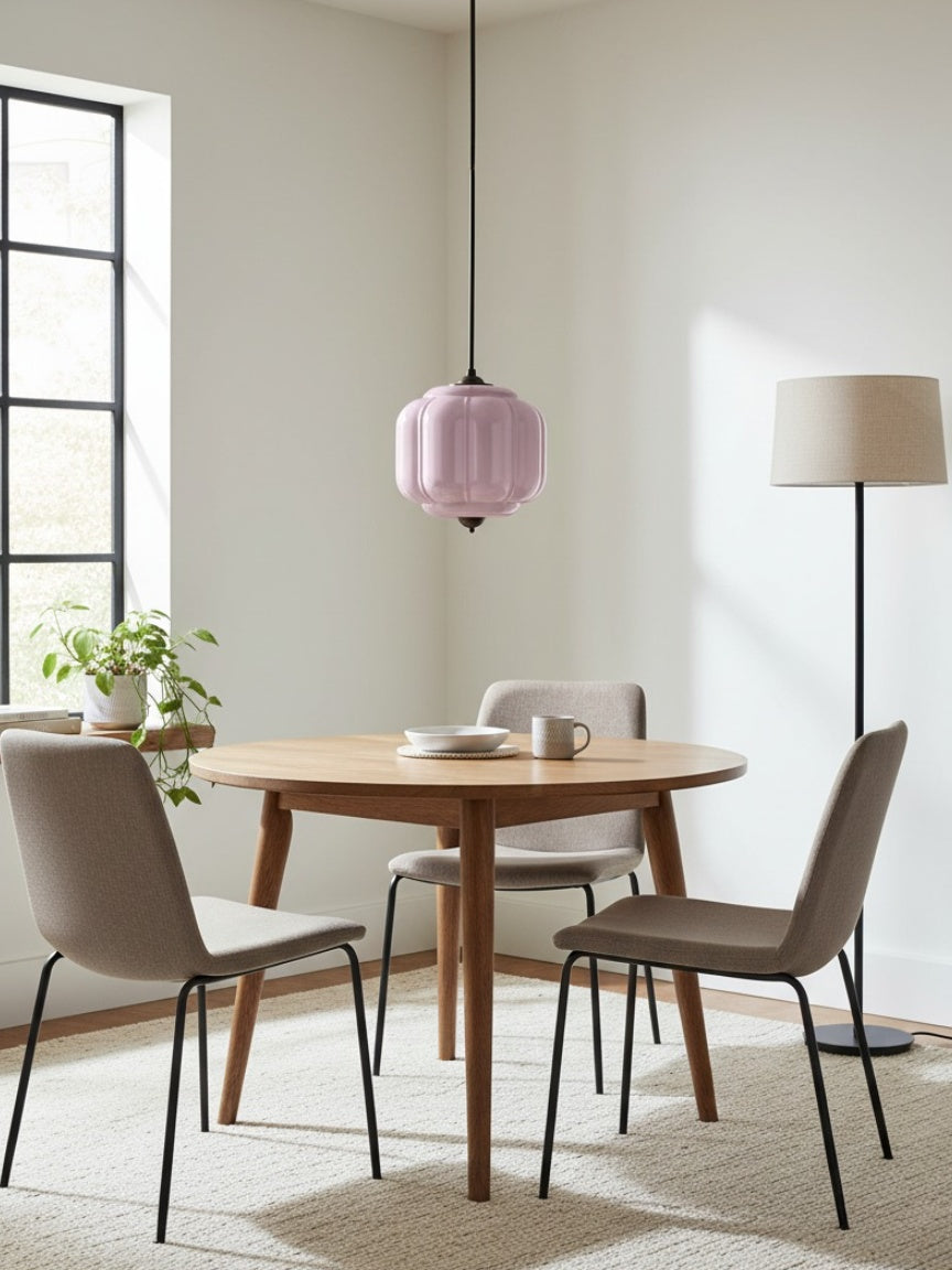 Vintage Chandelier with Cream-Colored Glass Shades | Retro-Style Pendant Lamp for Dining Room & Living Room - Lamylie